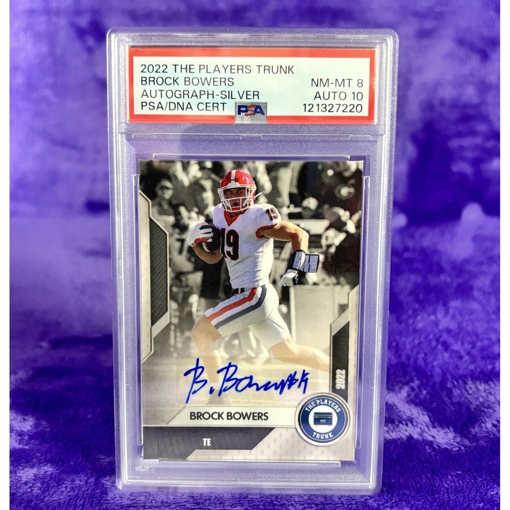 🔥 Brock Bowers The Players Trunk Rookie Signature Auto #/500 💎 PSA 8 AUTO 10